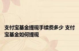 支付宝基金提现手续费多少 支付宝基金如何提现