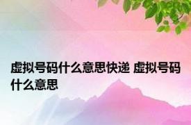 虚拟号码什么意思快递 虚拟号码什么意思