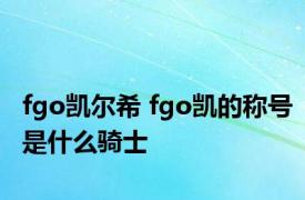 fgo凯尔希 fgo凯的称号是什么骑士