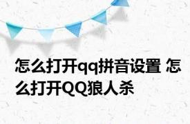 怎么打开qq拼音设置 怎么打开QQ狼人杀