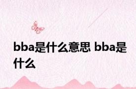 bba是什么意思 bba是什么