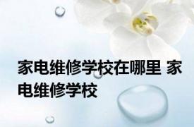 家电维修学校在哪里 家电维修学校 