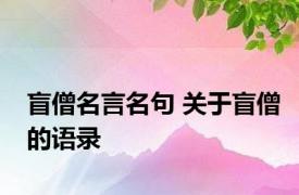 盲僧名言名句 关于盲僧的语录