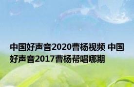 中国好声音2020曹杨视频 中国好声音2017曹杨帮唱哪期