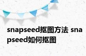 snapseed抠图方法 snapseed如何抠图