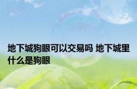 地下城狗眼可以交易吗 地下城里什么是狗眼