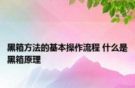 黑箱方法的基本操作流程 什么是黑箱原理