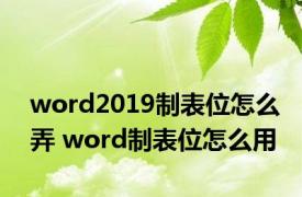 word2019制表位怎么弄 word制表位怎么用