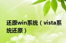 还原win系统（vista系统还原）