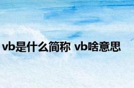 vb是什么简称 vb啥意思