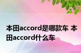 本田accord是哪款车 本田accord什么车