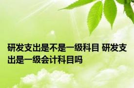 研发支出是不是一级科目 研发支出是一级会计科目吗