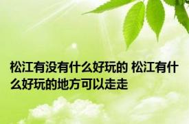 松江有没有什么好玩的 松江有什么好玩的地方可以走走