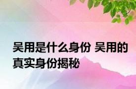 吴用是什么身份 吴用的真实身份揭秘