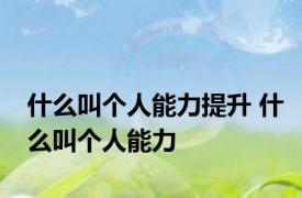 什么叫个人能力提升 什么叫个人能力