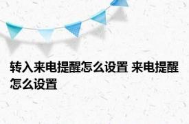 转入来电提醒怎么设置 来电提醒怎么设置