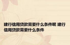 建行信用贷款需要什么条件呢 建行信用贷款需要什么条件