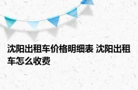 沈阳出租车价格明细表 沈阳出租车怎么收费