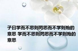 子曰学而不思则罔思而不学则殆的意思 学而不思则罔思而不学则殆的意思