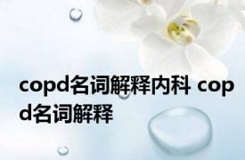 copd名词解释内科 copd名词解释 