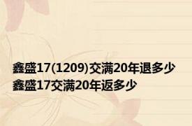 鑫盛17(1209)交满20年退多少 鑫盛17交满20年返多少