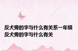 反犬旁的字与什么有关系一年级 反犬旁的字与什么有关