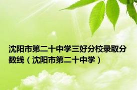 沈阳市第二十中学三好分校录取分数线（沈阳市第二十中学）