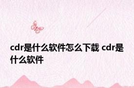 cdr是什么软件怎么下载 cdr是什么软件 