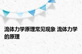 流体力学原理常见现象 流体力学的原理