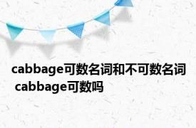 cabbage可数名词和不可数名词 cabbage可数吗