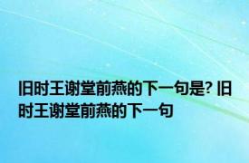 旧时王谢堂前燕的下一句是? 旧时王谢堂前燕的下一句