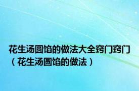 花生汤圆馅的做法大全窍门窍门（花生汤圆馅的做法）