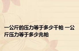 一公斤的压力等于多少千帕 一公斤压力等于多少兆帕