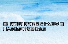 百川东到海 何时复西归什么意思 百川东到海何时复西归意思