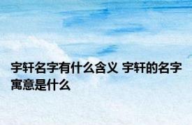 宇轩名字有什么含义 宇轩的名字寓意是什么