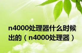 n4000处理器什么时候出的（n4000处理器）