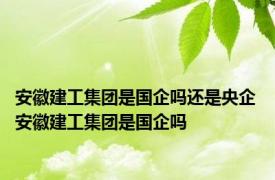 安徽建工集团是国企吗还是央企 安徽建工集团是国企吗