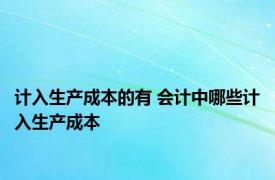 计入生产成本的有 会计中哪些计入生产成本