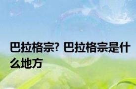 巴拉格宗? 巴拉格宗是什么地方