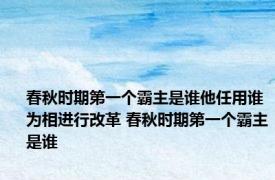 春秋时期第一个霸主是谁他任用谁为相进行改革 春秋时期第一个霸主是谁