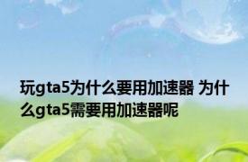 玩gta5为什么要用加速器 为什么gta5需要用加速器呢