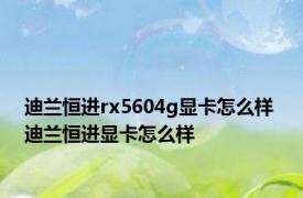 迪兰恒进rx5604g显卡怎么样 迪兰恒进显卡怎么样 