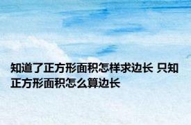 知道了正方形面积怎样求边长 只知正方形面积怎么算边长