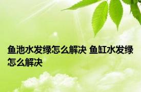 鱼池水发绿怎么解决 鱼缸水发绿怎么解决