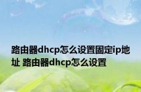 路由器dhcp怎么设置固定ip地址 路由器dhcp怎么设置