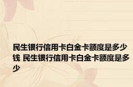 民生银行信用卡白金卡额度是多少钱 民生银行信用卡白金卡额度是多少