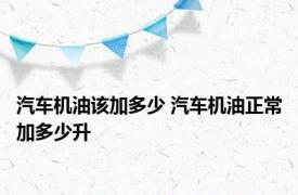 汽车机油该加多少 汽车机油正常加多少升