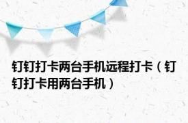 钉钉打卡两台手机远程打卡（钉钉打卡用两台手机）