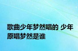 歌曲少年梦然唱的 少年原唱梦然是谁