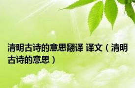 清明古诗的意思翻译 译文（清明古诗的意思）